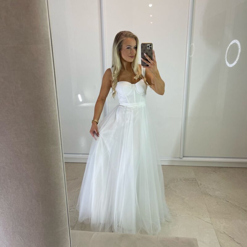 Suknia Elizabeth - biała, gorsetowa, maxi