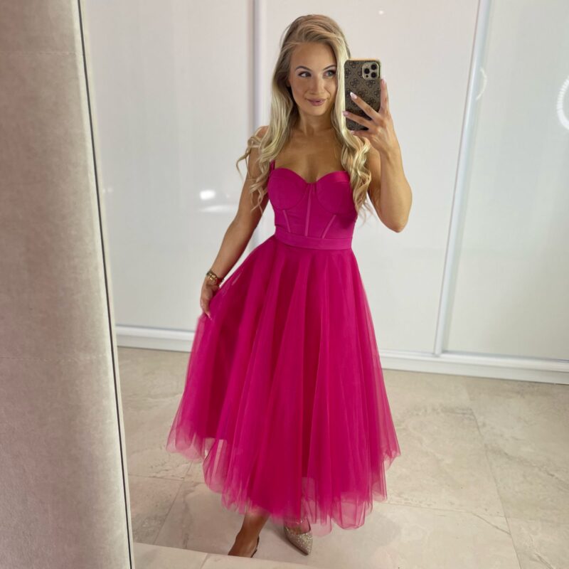 Suknia Elizabeth - fuksja, gorsetowa