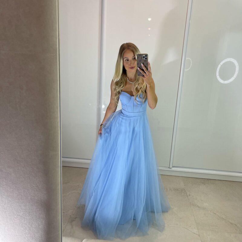 Suknia Elizabeth - błękit, gorsetowa, MAXI