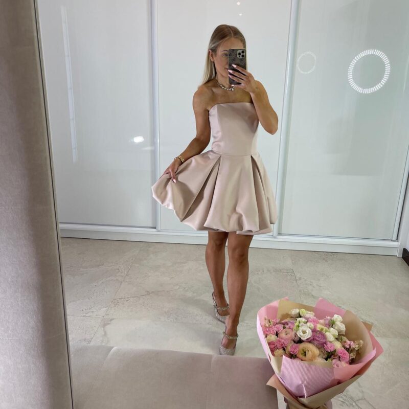 Suknia Emily - beżowy, gorsetowa, MINI