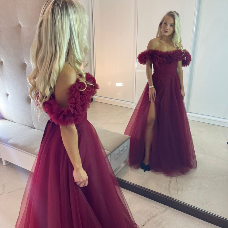 Suknia Rose - bordowa, gorsetowa, MAXI