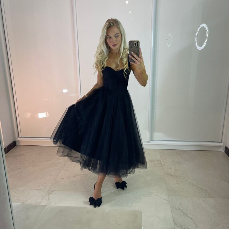 Suknia Elizabeth - czarna, gorsetowa, MIDI