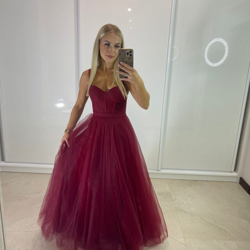 Suknia Elizabeth - bordowa, gorsetowa, MAXI