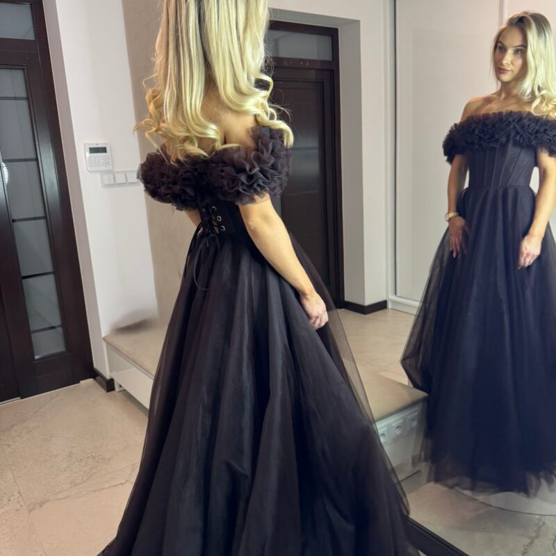 Suknia Rose - brązowy, gorsetowa, MAXI