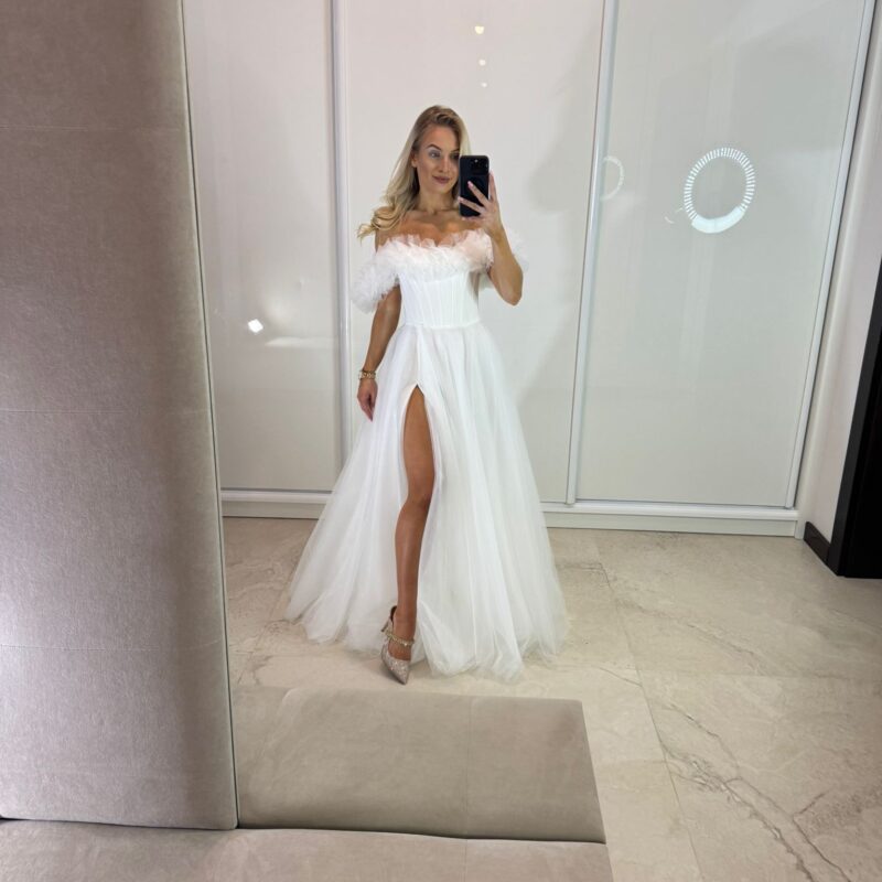 Suknia Rose - biała, gorsetowa, MAXI