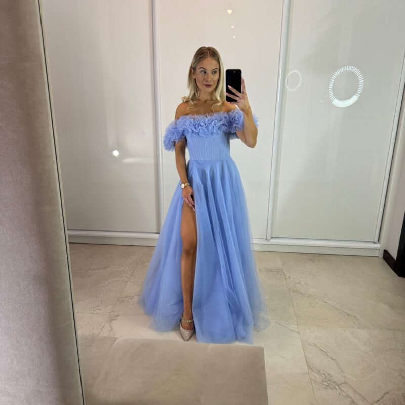 Suknia Rose - błękit, gorsetowa, MAXI